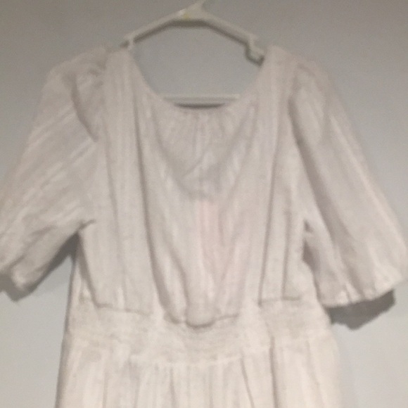 Betsey Johnson Women XL White Speckled Boho Tiered Puff Sleeve Midi Dress - Picture 7 of 8